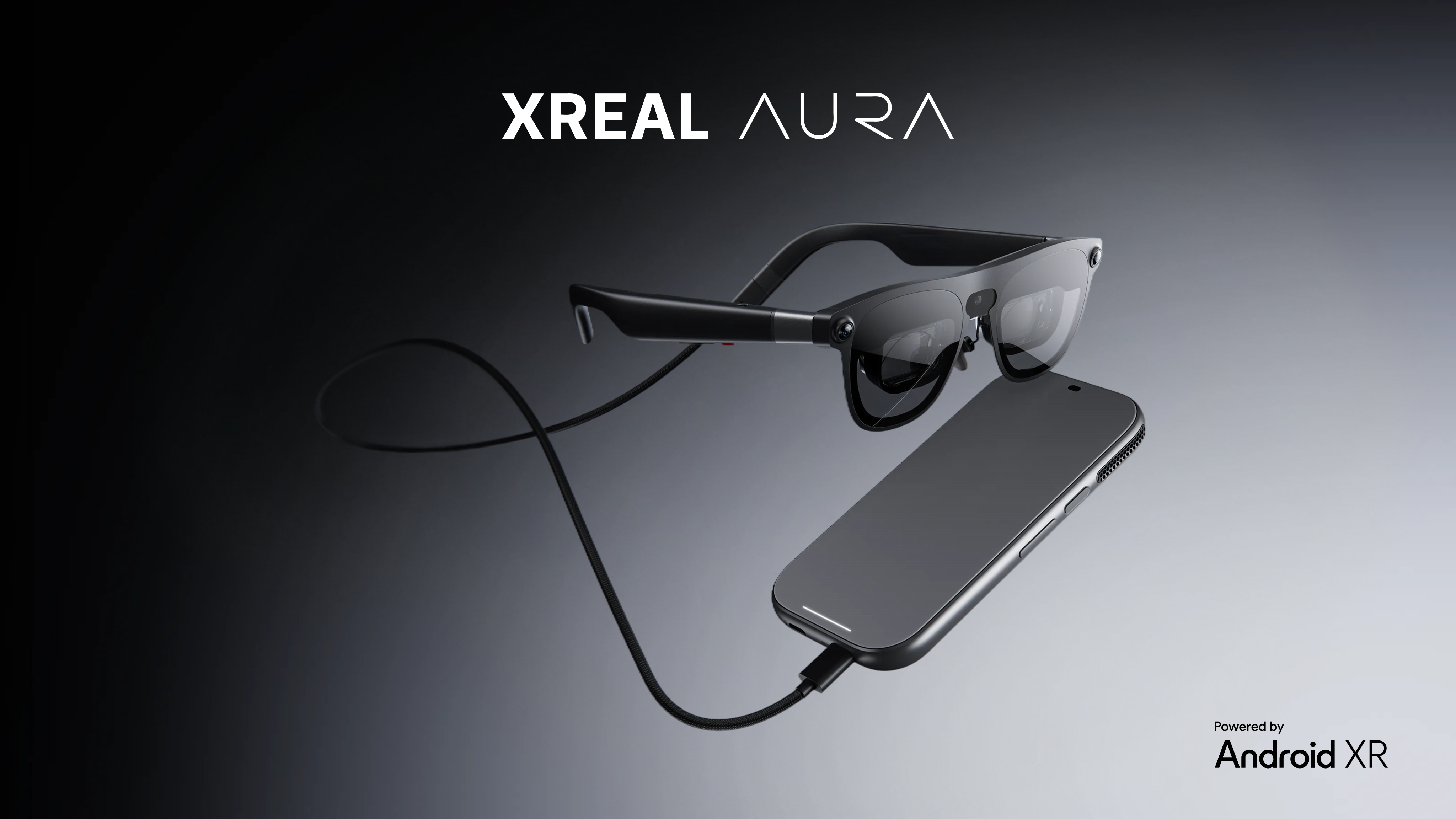 Oficiálny produktový render okuliarov a jednotky XREAL AURA